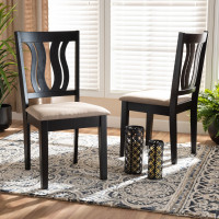 Baxton Studio RH338C-Sand/Dark Brown-DC-2PK Fenton Modern and Contemporary Sand Fabric Upholstered and Dark Brown Finished Wood 2-Piece Dining Chair Set